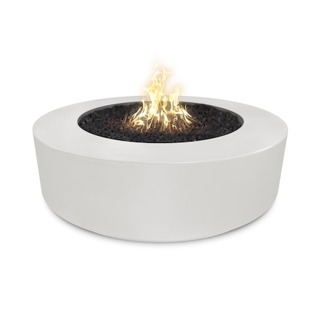 The Outdoor Plus 72 Round Florence Fire Pit - GFRC Concrete - White - Match Lit with Flame Sense - Liquid Propane OPT-FL72FSML-LIM-LP